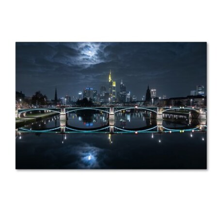 Trademark Fine Art Mike Match Photo 'Frankfurt At Full Moon' Canvas Art, 22x32 1X03663-C2232GG